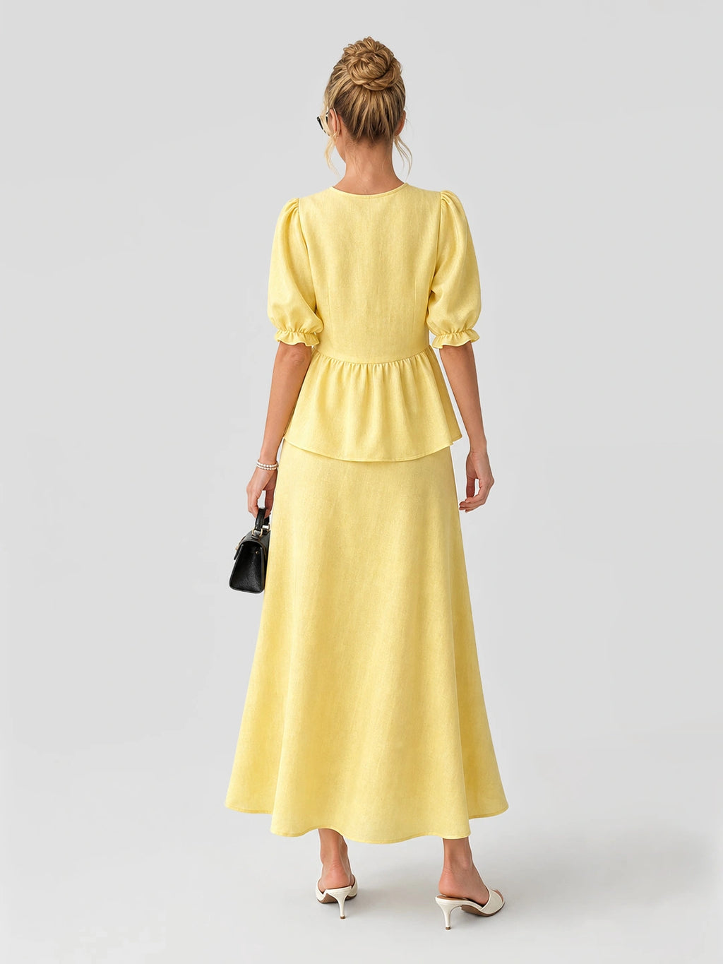Tie-Front Peplum Maxi Skirt Set