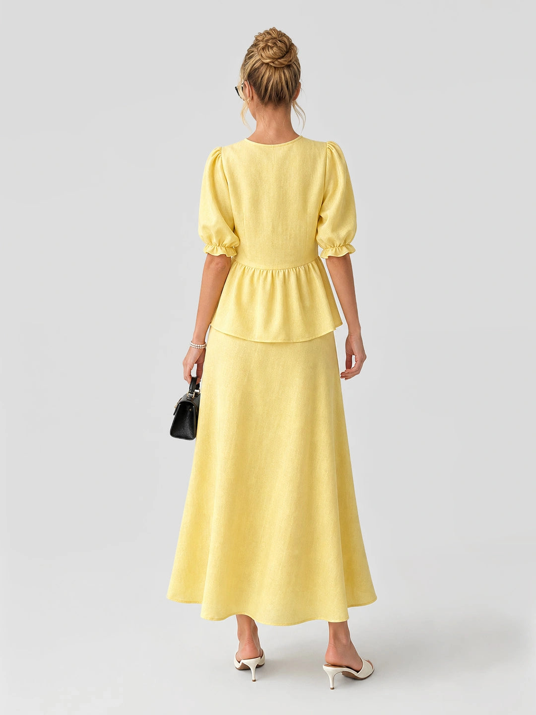 Tie-Front Peplum Maxi Skirt Set