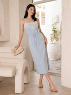 Tie-Waist Patchwork Floral Midi Dress
