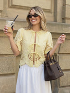 Tie-front Embroidered Blouse