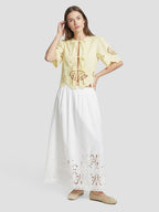 Tie-front Embroidered Blouse