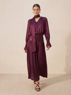 Valentine's Day Exclusive -Romantic Wrap-Scarf Neck & Button-Front Blouse