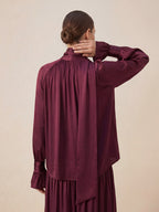 Valentine's Day Exclusive -Romantic Wrap-Scarf Neck & Button-Front Blouse