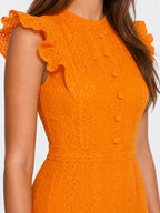 Tiered Eyelet Button-Front Ruffle Maxi Dress