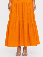 Tiered Eyelet Button-Front Ruffle Maxi Dress