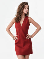 V-Neck Linen Cotton Sleeveless Mini Dress