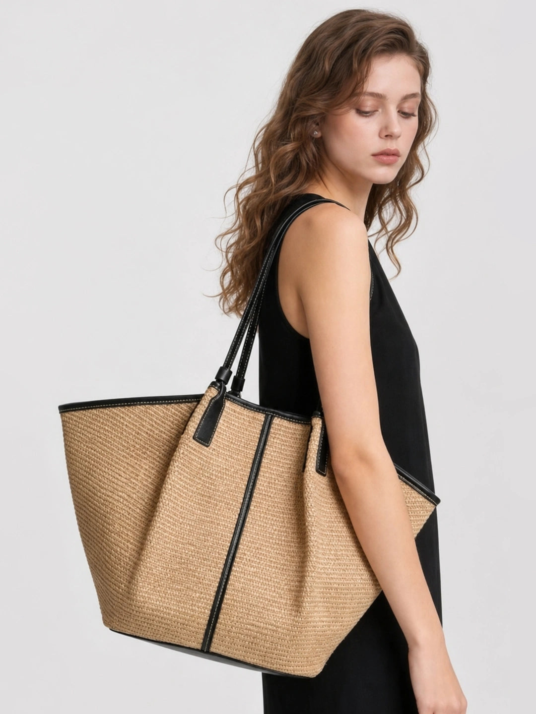 Vacation Raffia Woven Large Tote Bag