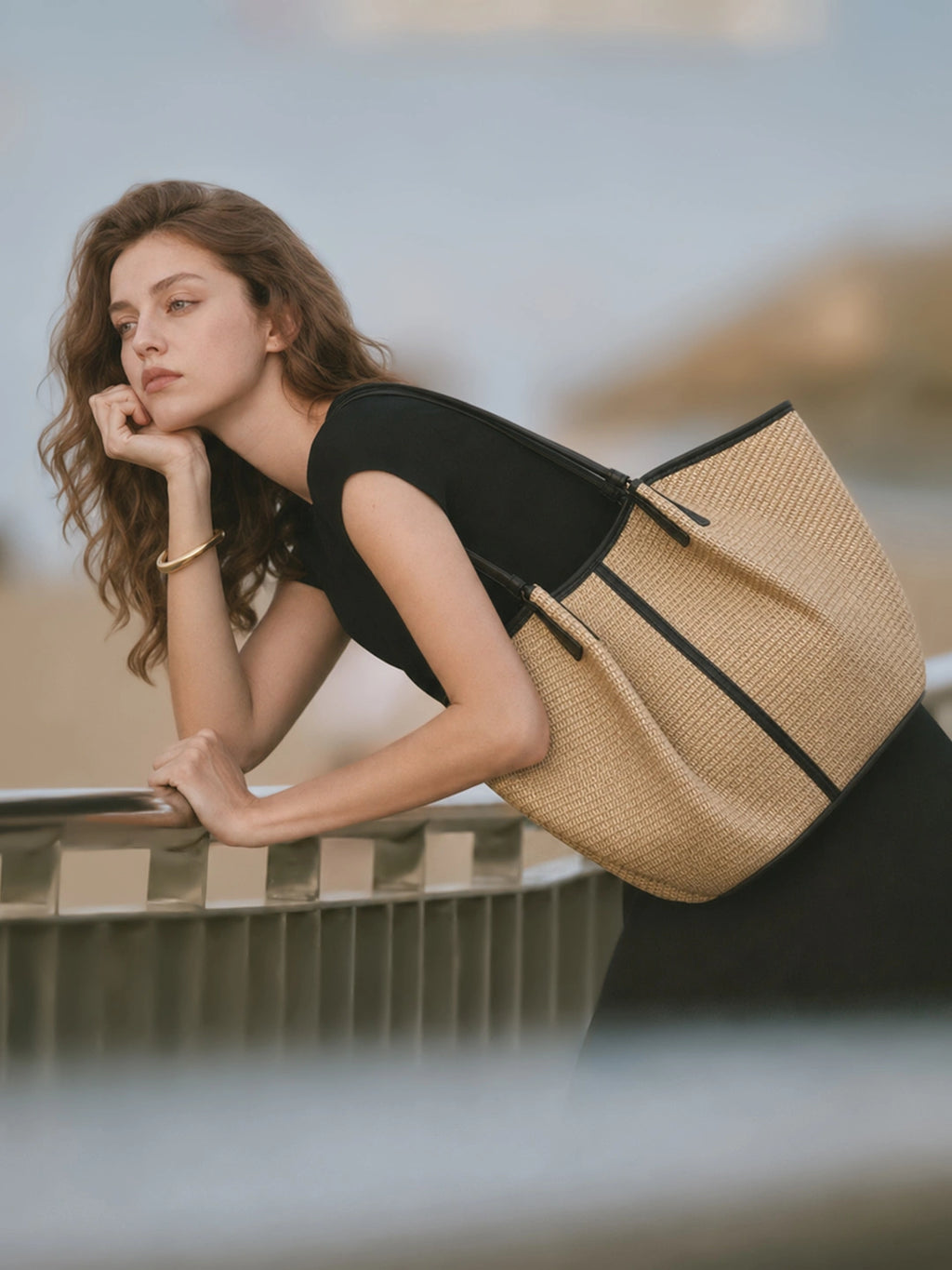 Vacation Raffia Woven Large Tote Bag