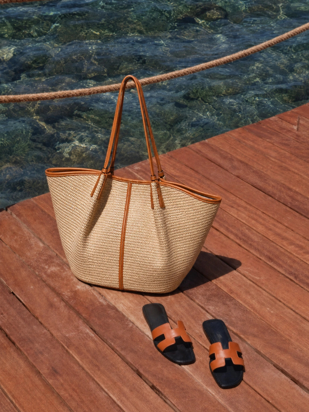 Vacation Raffia Woven Large Tote Bag