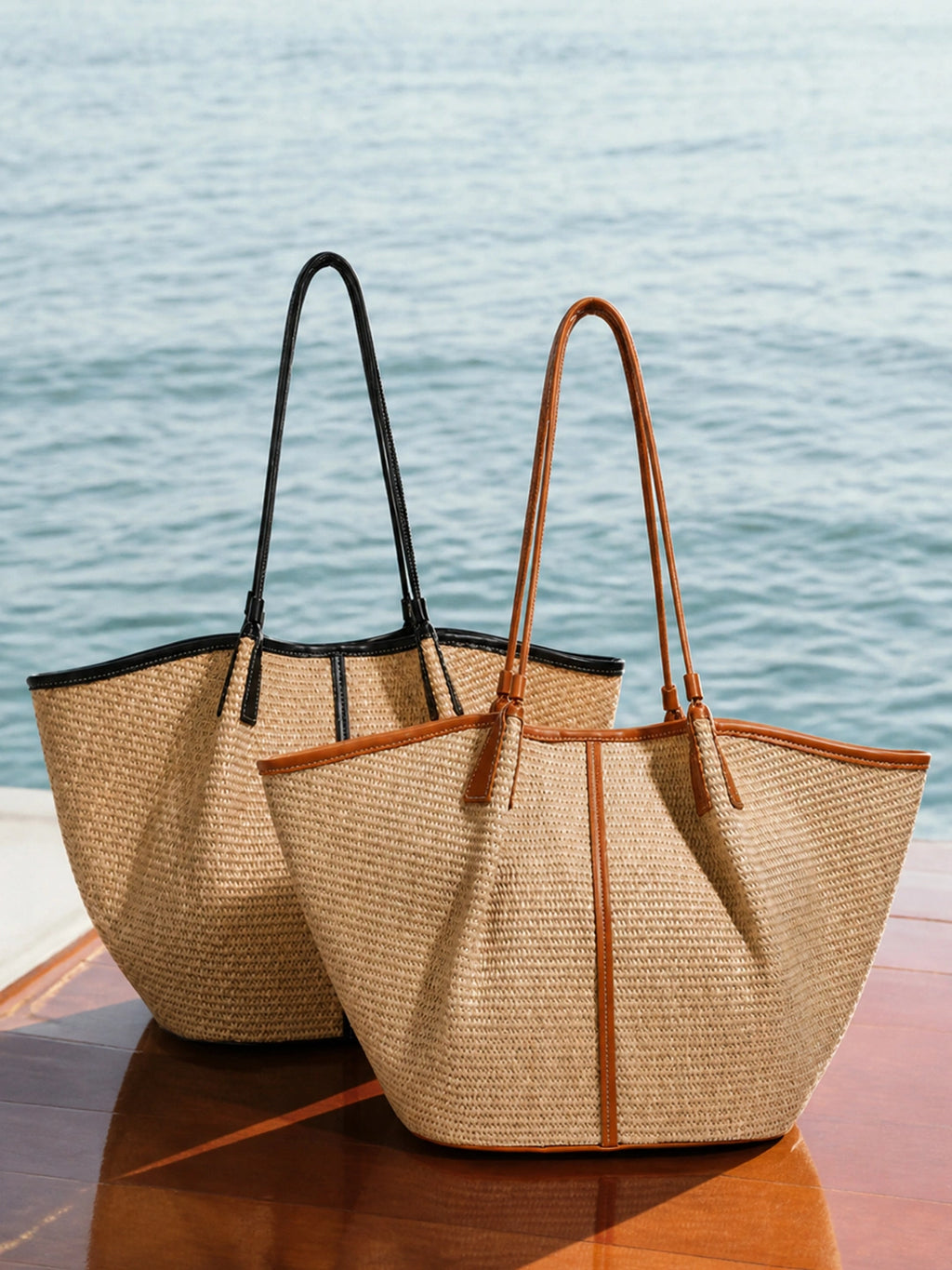 Vacation Raffia Woven Large Tote Bag