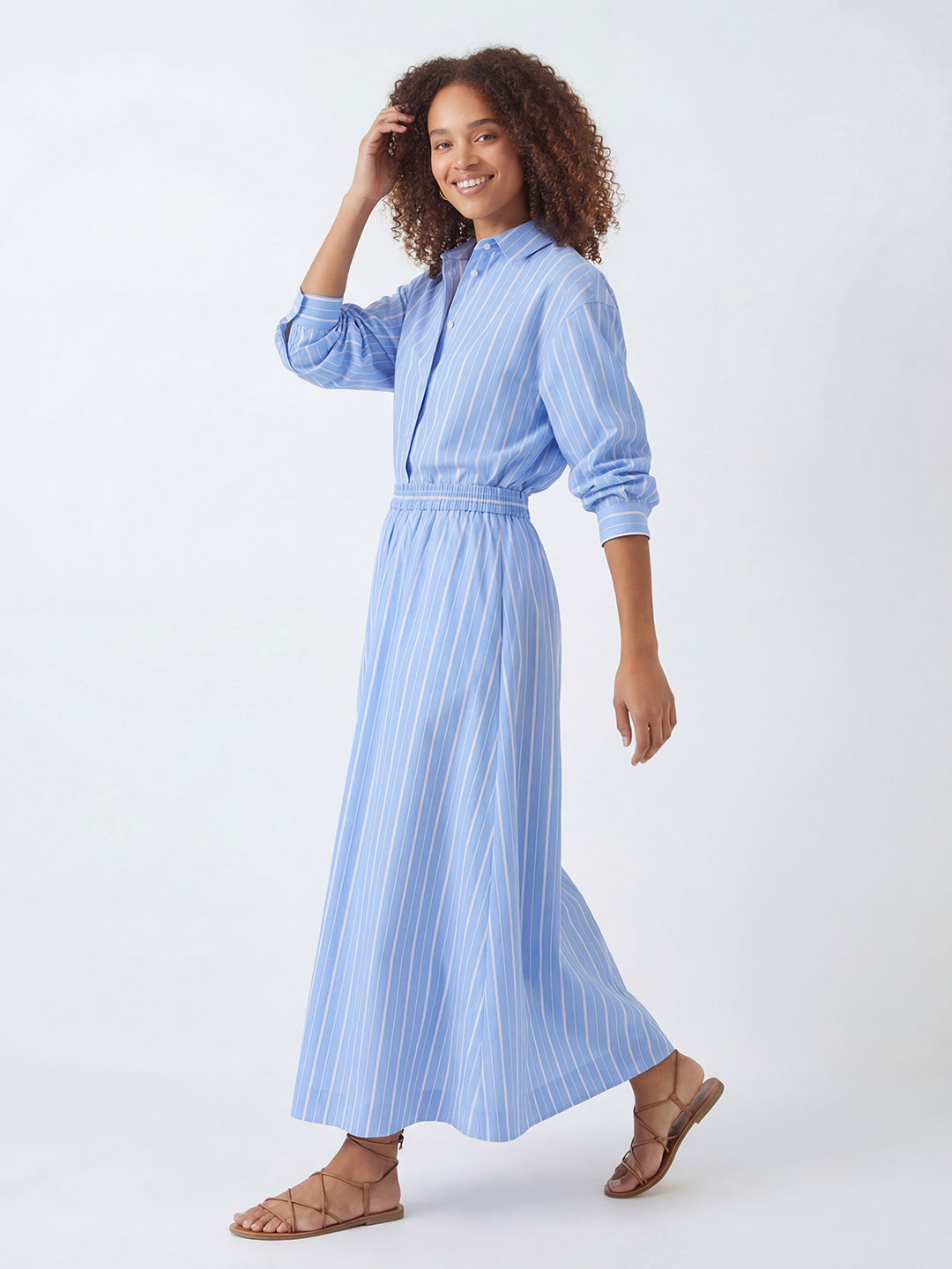 Variegated Stripe Cotton Poplin Shirt