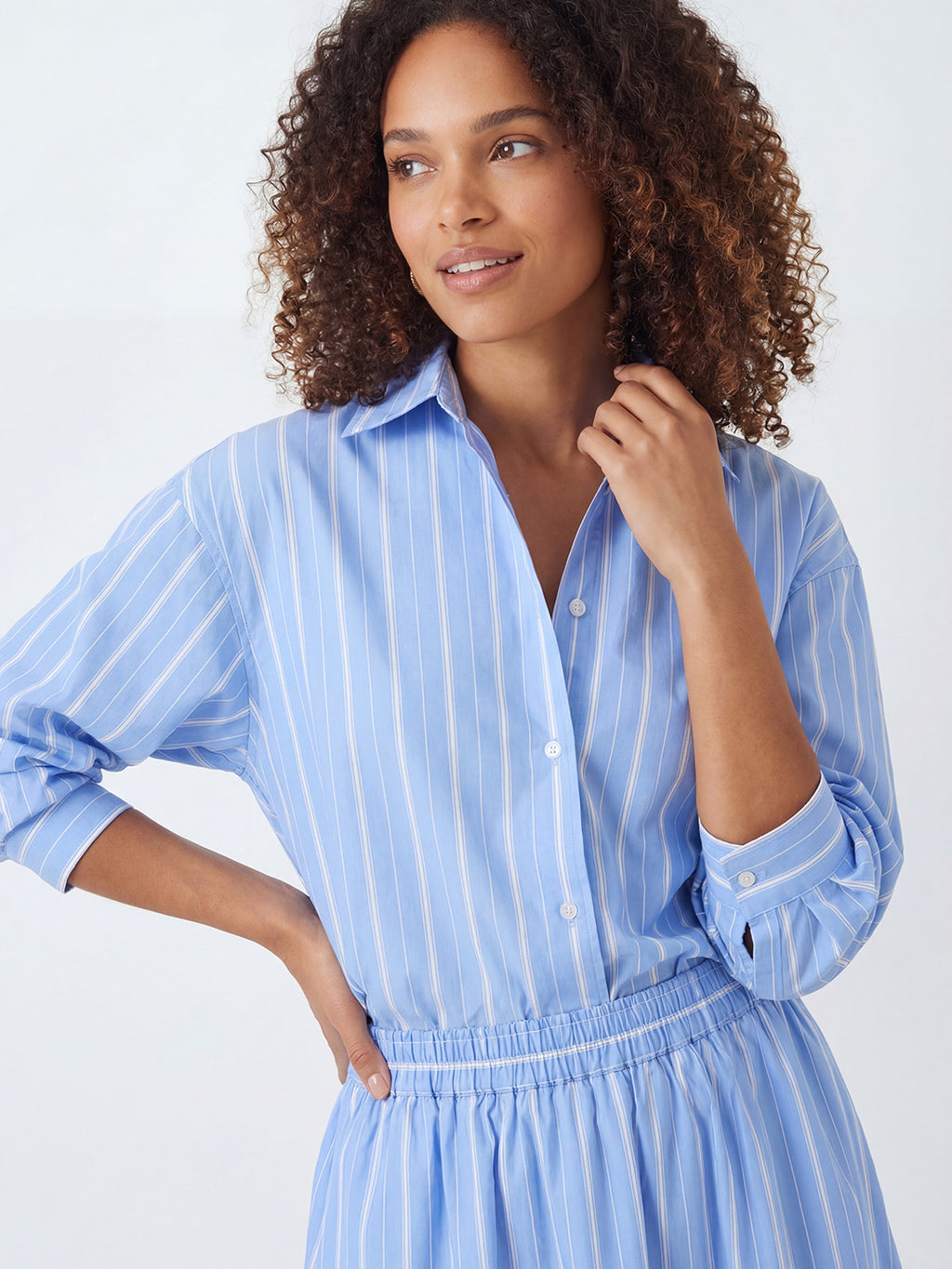 Variegated Stripe Cotton Poplin Shirt