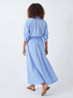 Variegated Stripe Cotton Poplin Skirt