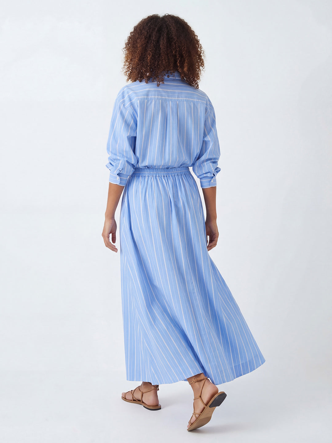 Variegated Stripe Cotton Poplin Skirt