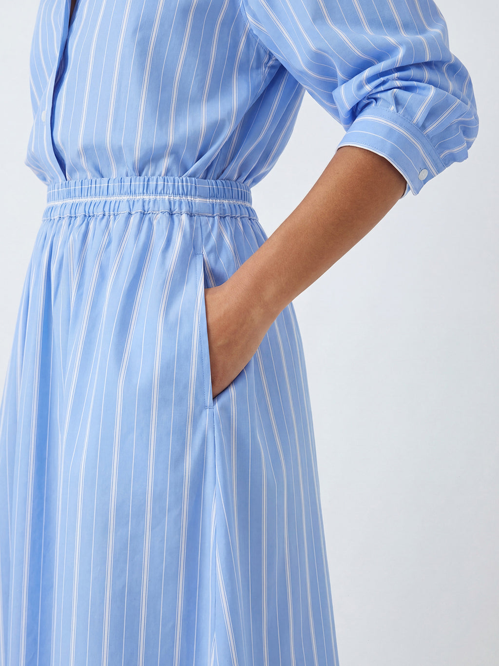 Variegated Stripe Cotton Poplin Skirt