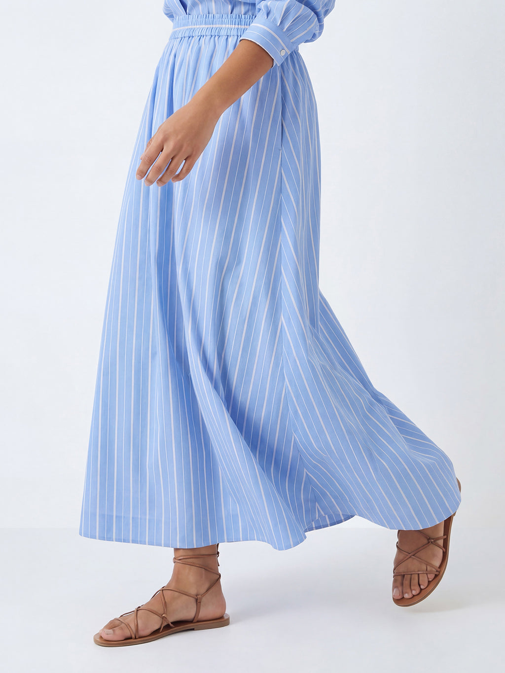 Variegated Stripe Cotton Poplin Skirt