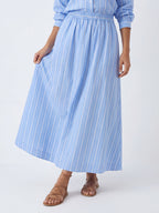 Variegated Stripe Cotton Poplin Skirt