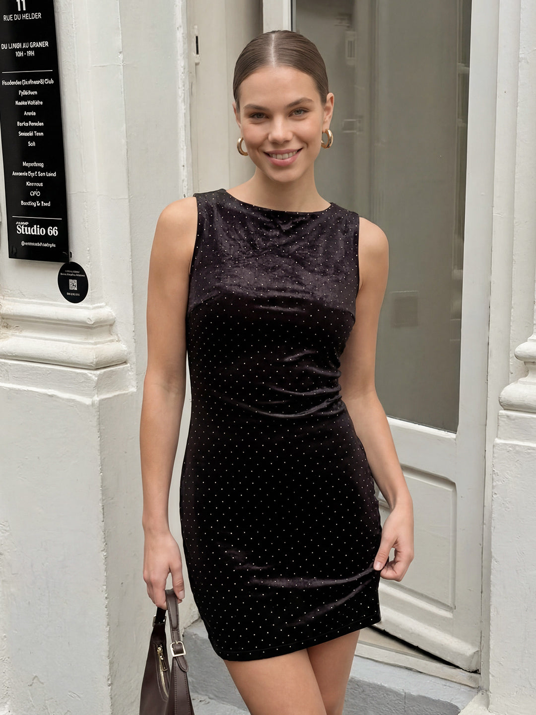 Valentine's Day Exclusive -Velvet High-Neck Sleeveless Mini Dress