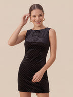 Valentine's Day Exclusive -Velvet High-Neck Sleeveless Mini Dress