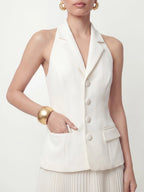 Vest Style Pleated Hanky Maxi Dress