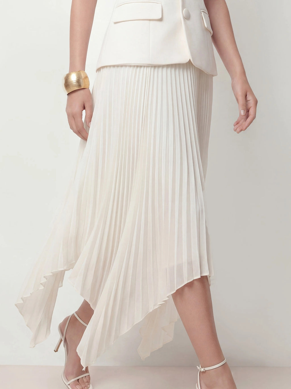 Vest Style Pleated Hanky Maxi Dress