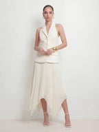 Vest Style Pleated Hanky Maxi Dress