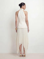 Vest Style Pleated Hanky Maxi Dress