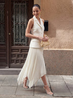 Vest Style Pleated Hanky Maxi Dress