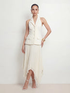 Vest Style Pleated Hanky Maxi Dress