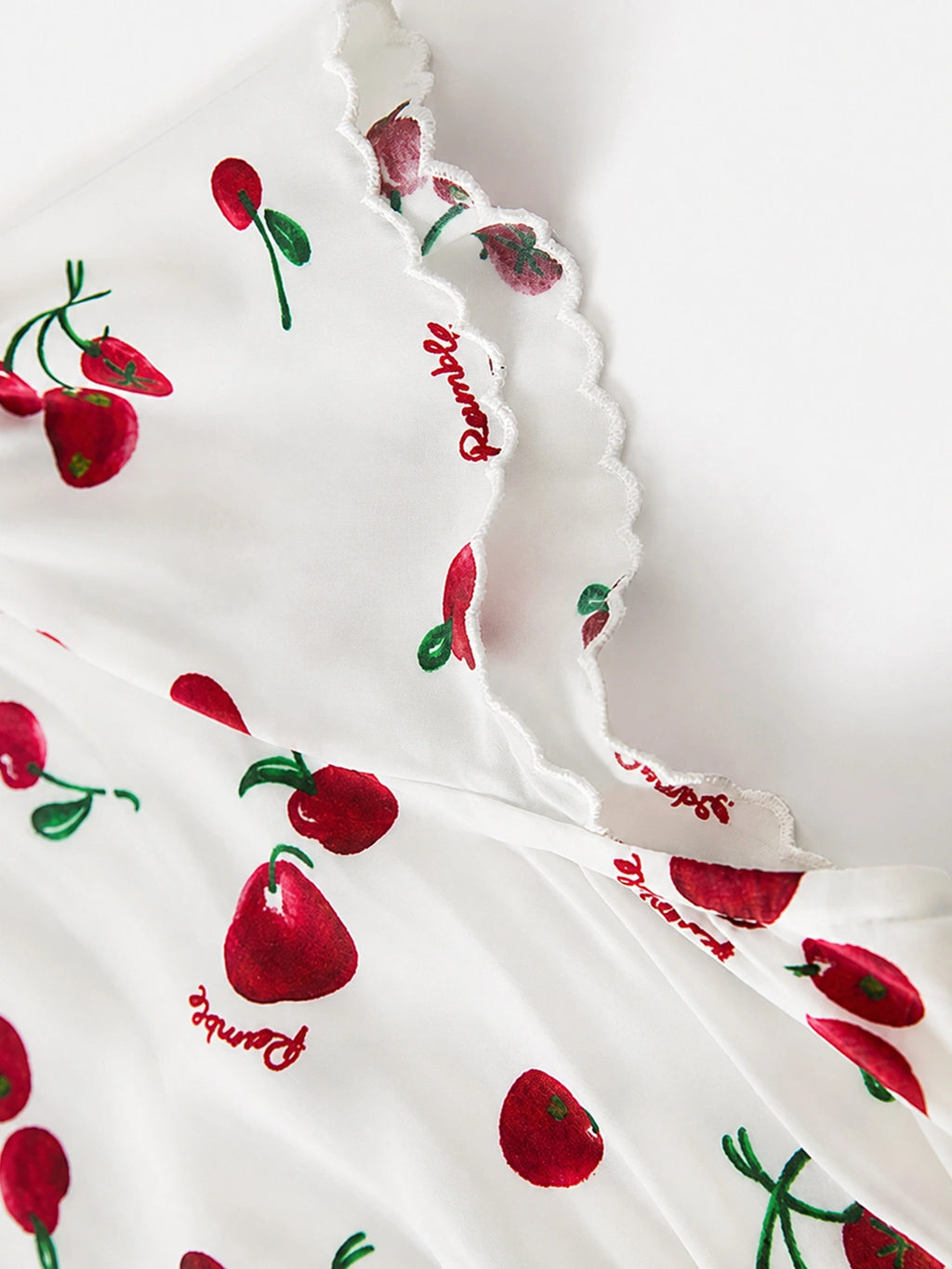 Vintage Cherry Print V Neck A Line Midi Dress
