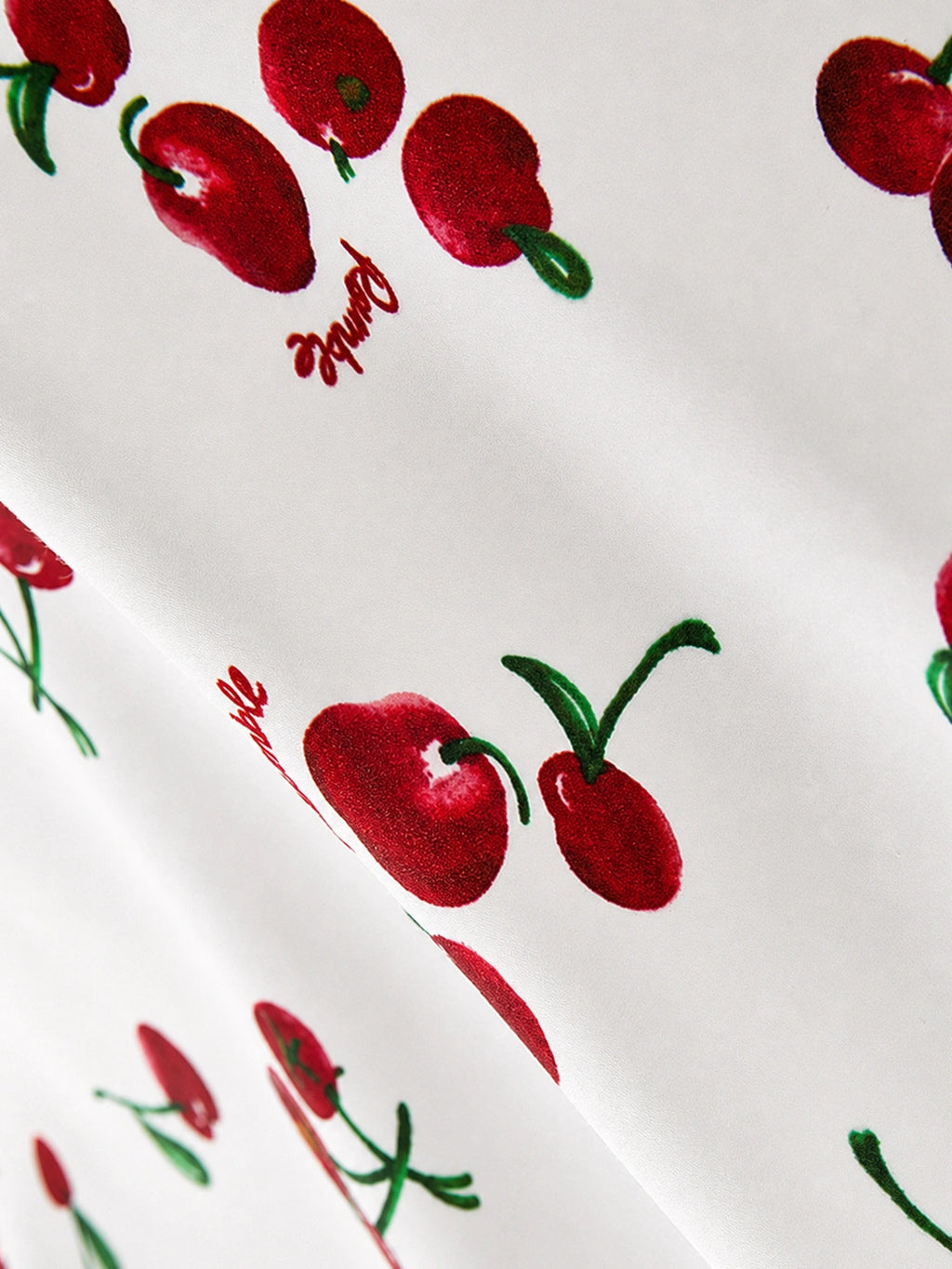Vintage Cherry Print V Neck A Line Midi Dress