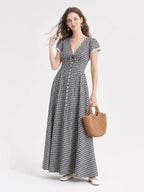 Vintage Gingham Cotton A Line Maxi Dress