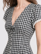 Vintage Gingham Cotton A Line Maxi Dress
