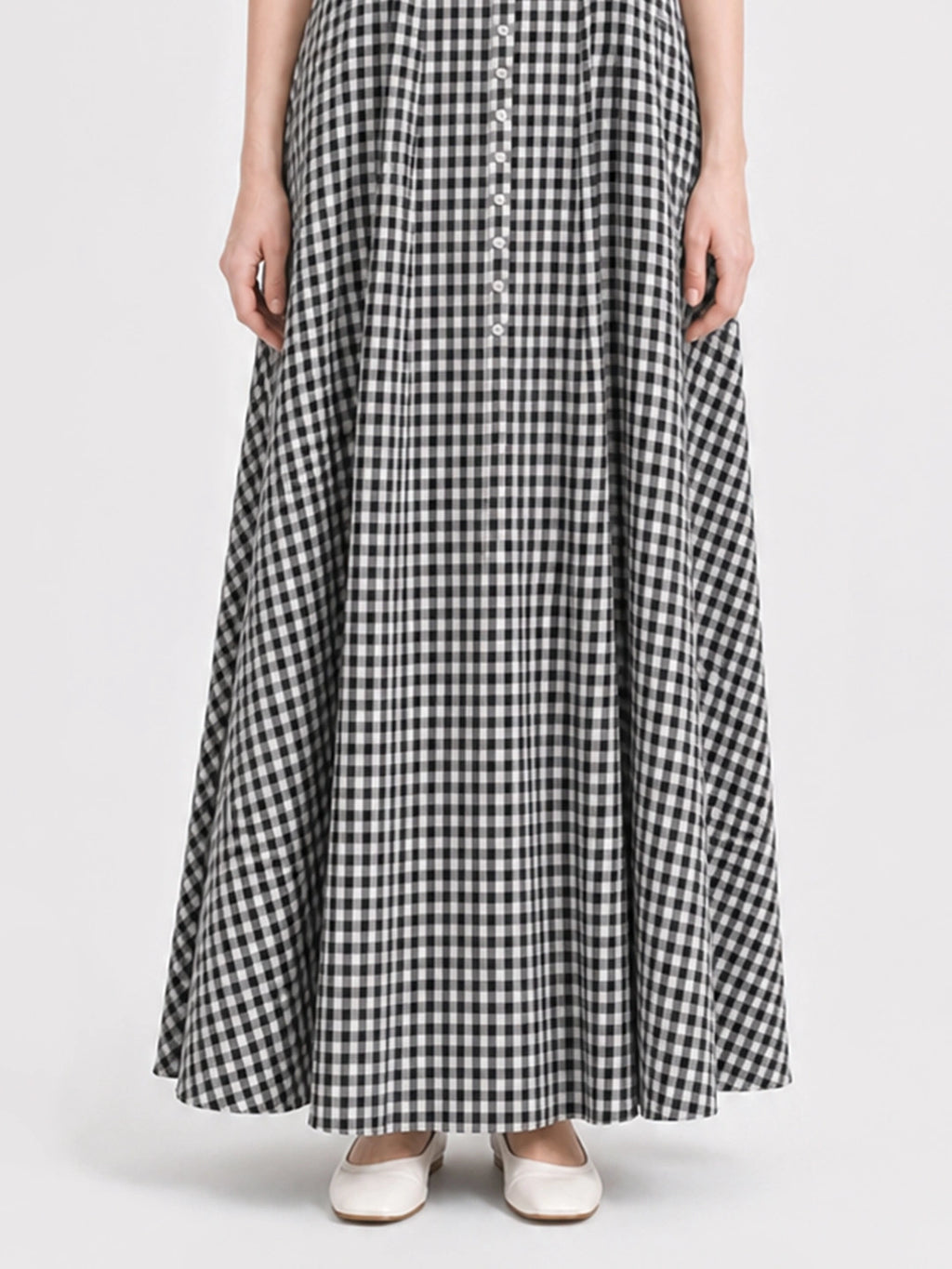 Vintage Gingham Cotton A Line Maxi Dress