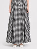 Vintage Gingham Cotton A Line Maxi Dress