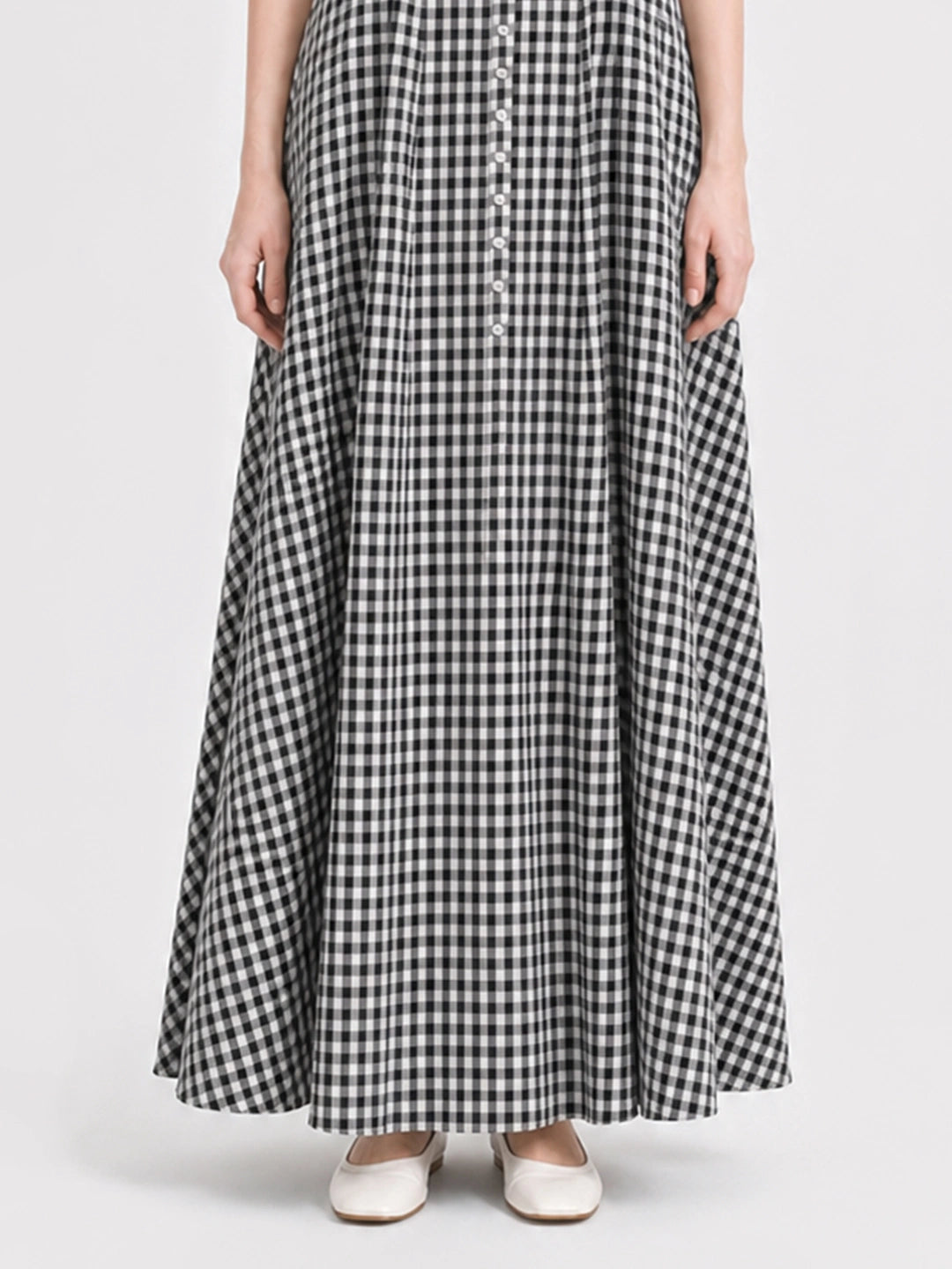Vintage Gingham Cotton A Line Maxi Dress