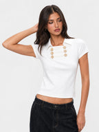Vintage Military Button Short Sleeve Polo