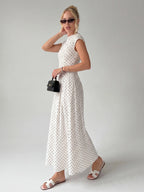 Vintage Polka Dot Ruched Midi Dress