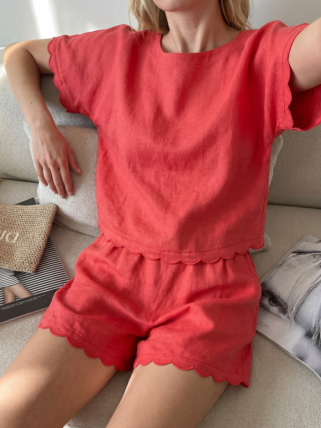 Wave Scallop Linen Short