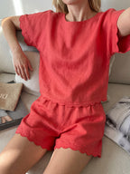 Wave Scallop Linen Short