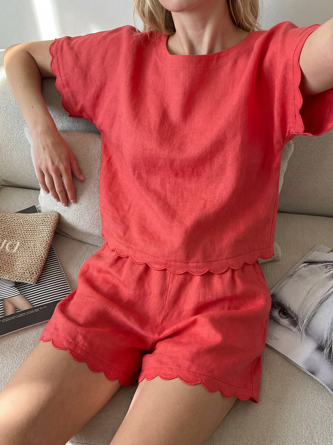 Wave Scallop Linen Short