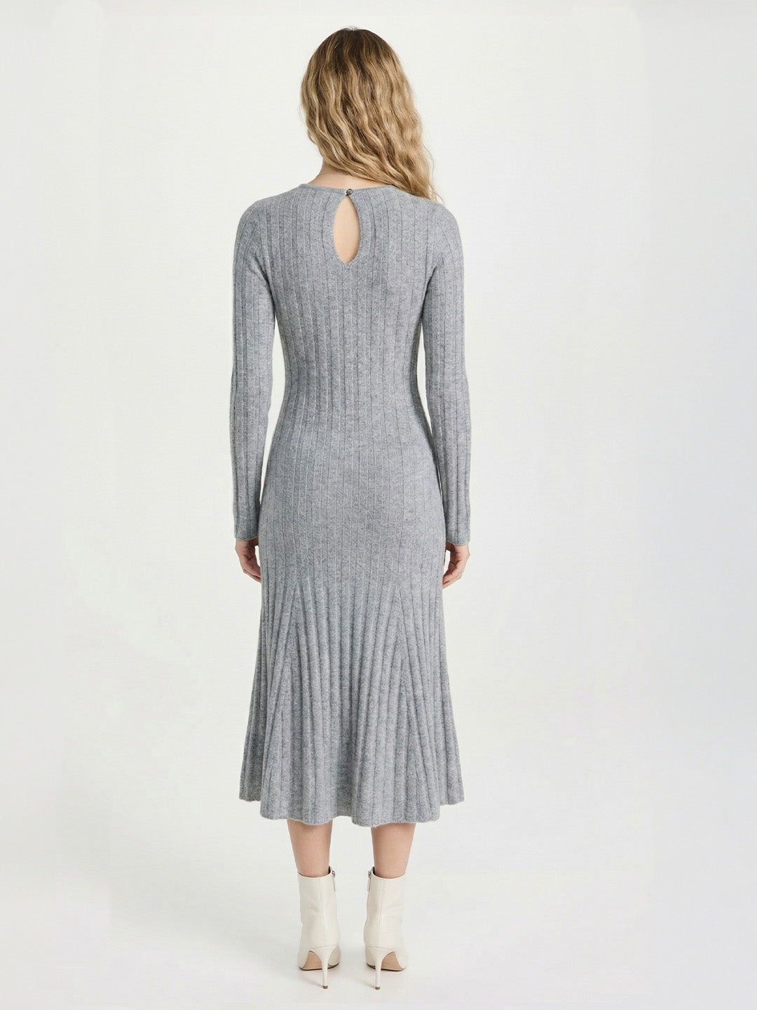 Ribbed Cashmere Waist Shaping Midi Dress