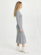 Ribbed Cashmere Waist Shaping Midi Dress