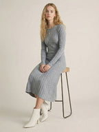 Ribbed Cashmere Waist Shaping Midi Dress