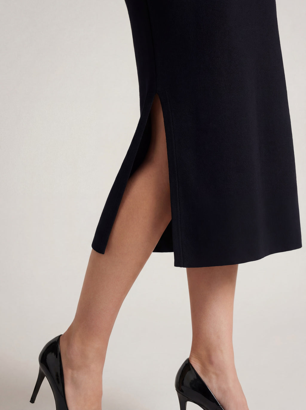 Pleated three-quarter sleeve sweater dress