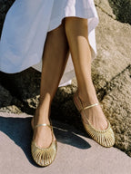 Woven Cage Slingback Low Heel Sandals