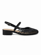 Woven Cage Slingback Low Heel Sandals