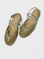 Woven Cage Slingback Low Heel Sandals