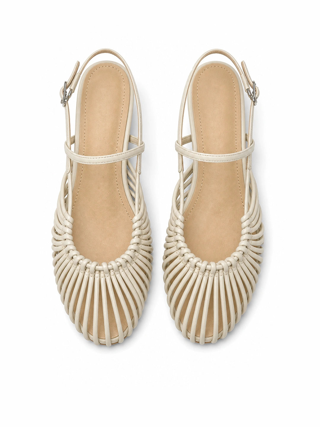 Woven Cage Slingback Low Heel Sandals