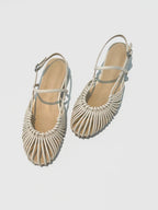 Woven Cage Slingback Low Heel Sandals